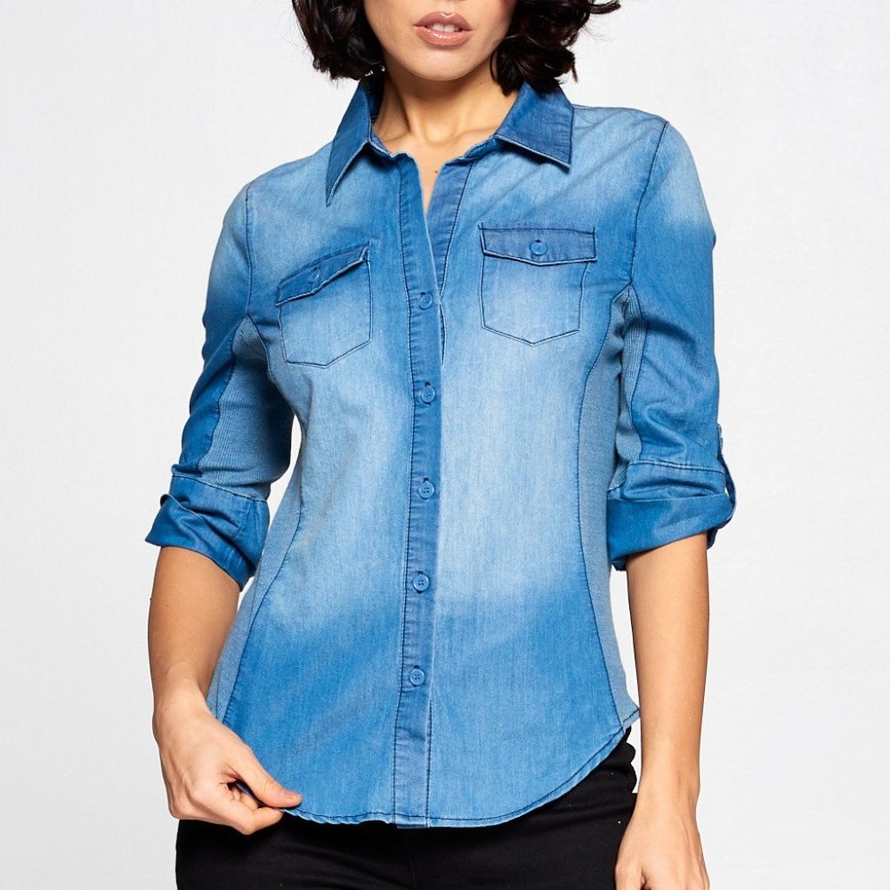 DENIM BUTTON UP SHIRT
